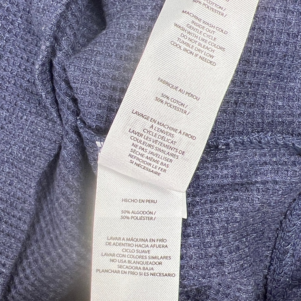 Rhone Men's Cotton Poly Waffle Navy Heather Long Sleeve Henley NWT - Picture 7 of 10